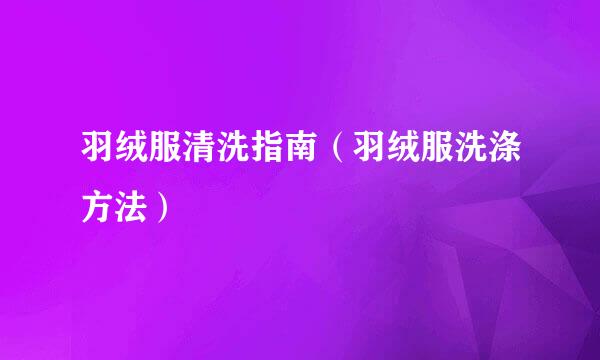 羽绒服清洗指南（羽绒服洗涤方法）