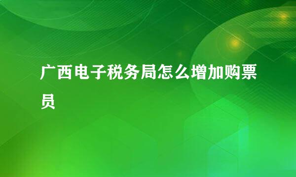广西电子税务局怎么增加购票员