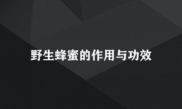 野生蜂蜜的作用与功效