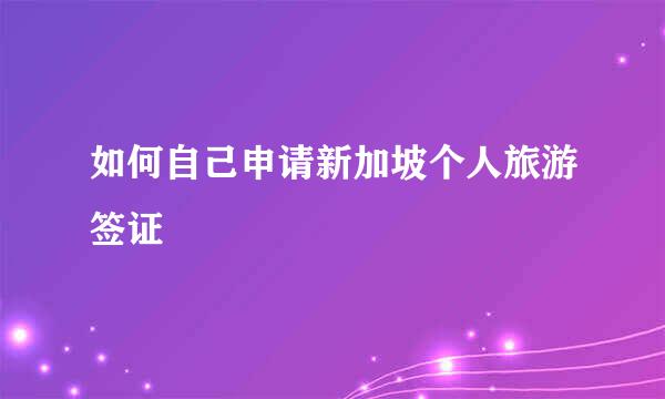 如何自己申请新加坡个人旅游签证