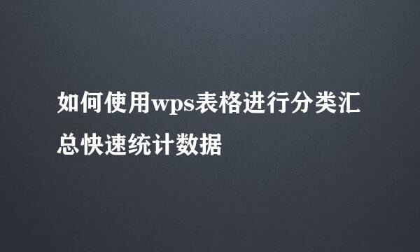 如何使用wps表格进行分类汇总快速统计数据