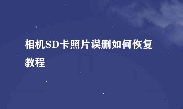 相机SD卡照片误删如何恢复教程