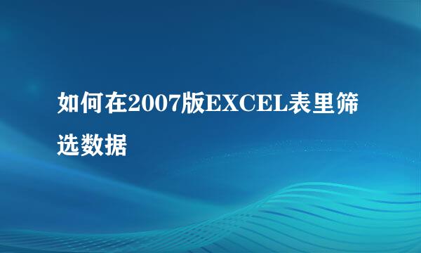 如何在2007版EXCEL表里筛选数据
