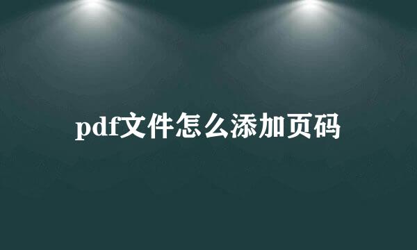 pdf文件怎么添加页码