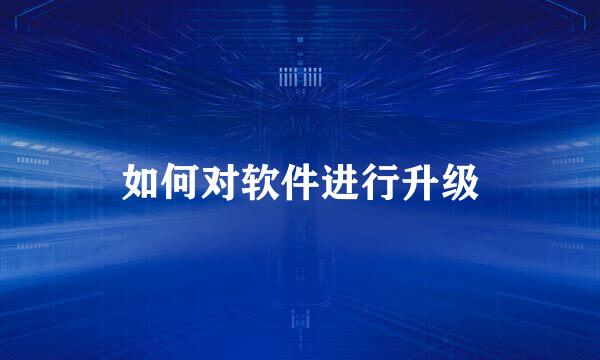 如何对软件进行升级