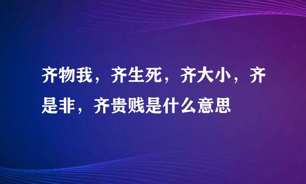齐物我，齐生死，齐大小，齐是非，齐贵贱是什么意思