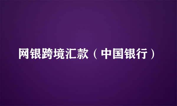 网银跨境汇款（中国银行）