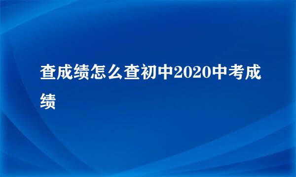 查成绩怎么查初中2020中考成绩