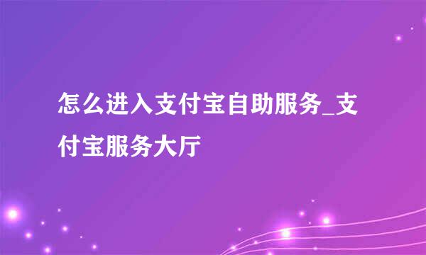 怎么进入支付宝自助服务_支付宝服务大厅
