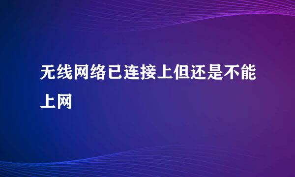 无线网络已连接上但还是不能上网