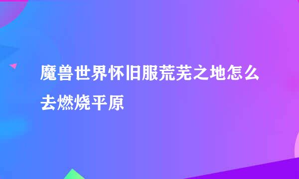 魔兽世界怀旧服荒芜之地怎么去燃烧平原