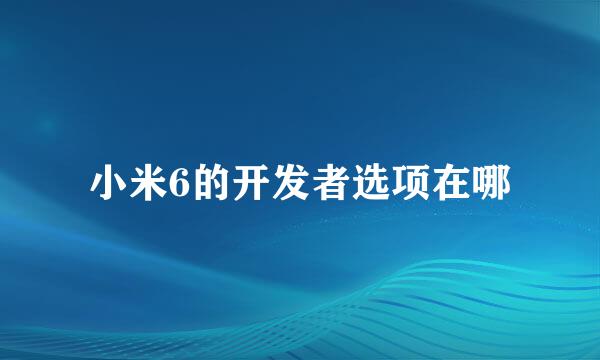 小米6的开发者选项在哪