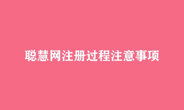 聪慧网注册过程注意事项