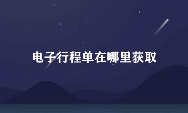 电子行程单在哪里获取