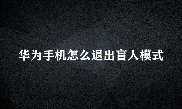 华为手机怎么退出盲人模式
