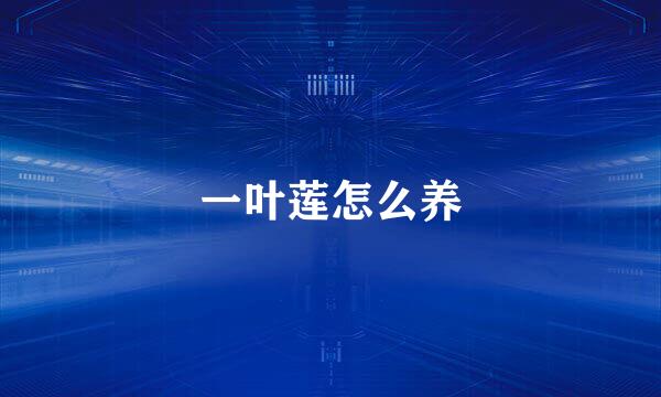 一叶莲怎么养