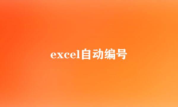 excel自动编号