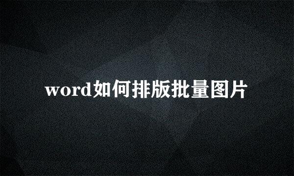 word如何排版批量图片