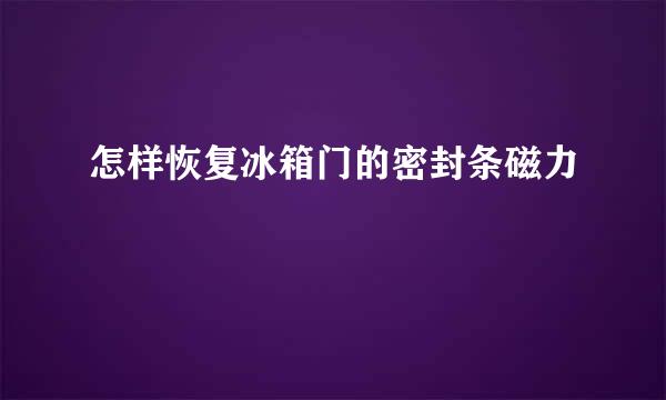 怎样恢复冰箱门的密封条磁力