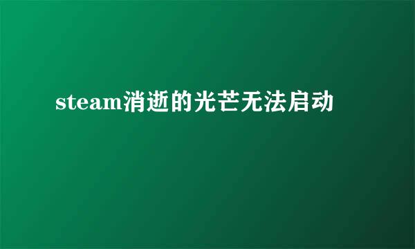 steam消逝的光芒无法启动
