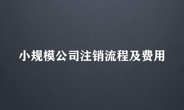 小规模公司注销流程及费用