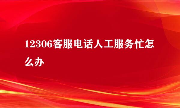 12306客服电话人工服务忙怎么办