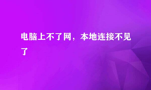 电脑上不了网，本地连接不见了