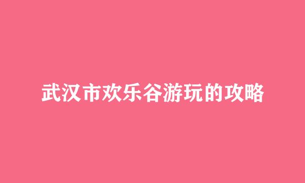 武汉市欢乐谷游玩的攻略