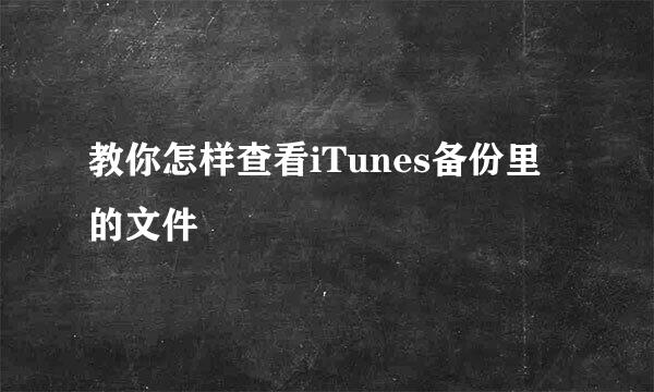 教你怎样查看iTunes备份里的文件