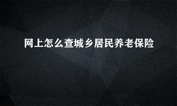 网上怎么查城乡居民养老保险
