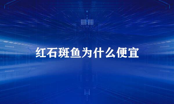 红石斑鱼为什么便宜