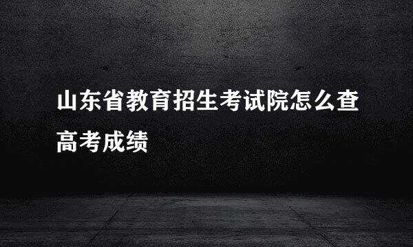 山东省教育招生考试院怎么查高考成绩
