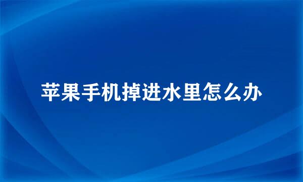 苹果手机掉进水里怎么办