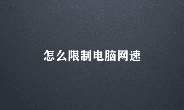 怎么限制电脑网速