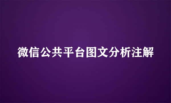 微信公共平台图文分析注解