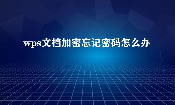 wps文档加密忘记密码怎么办