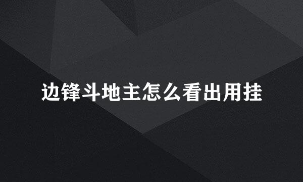 边锋斗地主怎么看出用挂