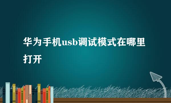 华为手机usb调试模式在哪里打开