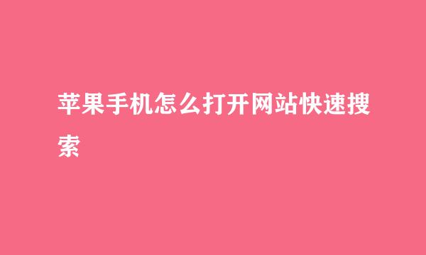 苹果手机怎么打开网站快速搜索