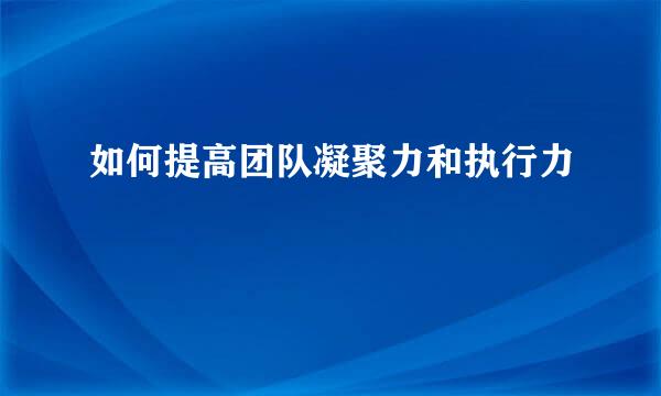 如何提高团队凝聚力和执行力