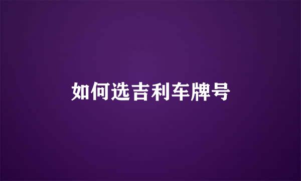 如何选吉利车牌号