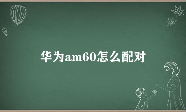 华为am60怎么配对
