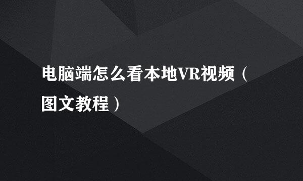 电脑端怎么看本地VR视频（图文教程）