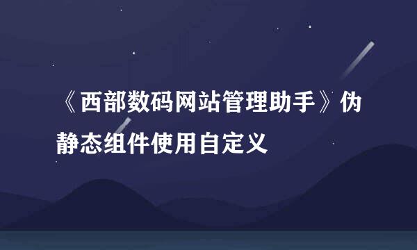 《西部数码网站管理助手》伪静态组件使用自定义