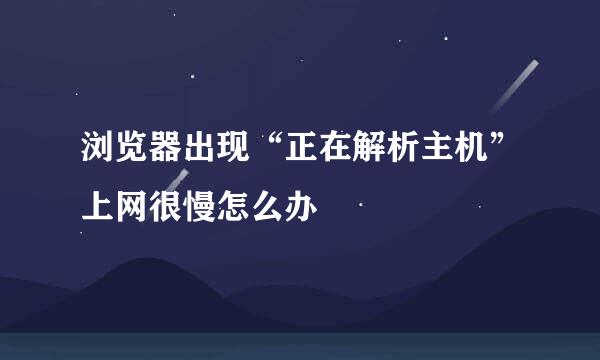 浏览器出现“正在解析主机”上网很慢怎么办