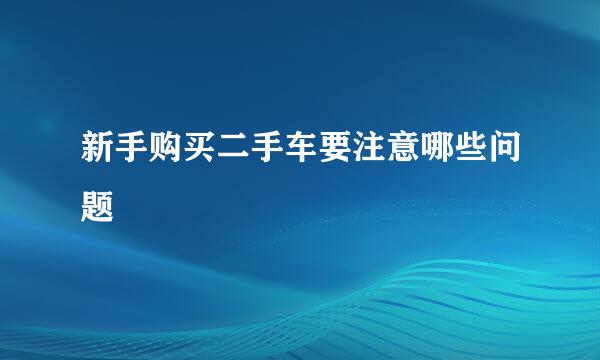 新手购买二手车要注意哪些问题