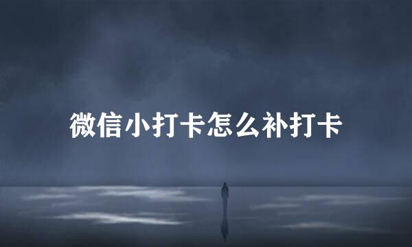 微信小打卡怎么补打卡