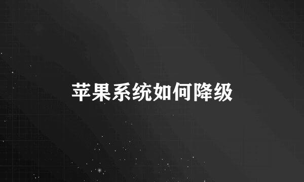 苹果系统如何降级