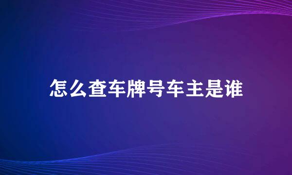 怎么查车牌号车主是谁