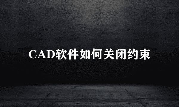 CAD软件如何关闭约束
